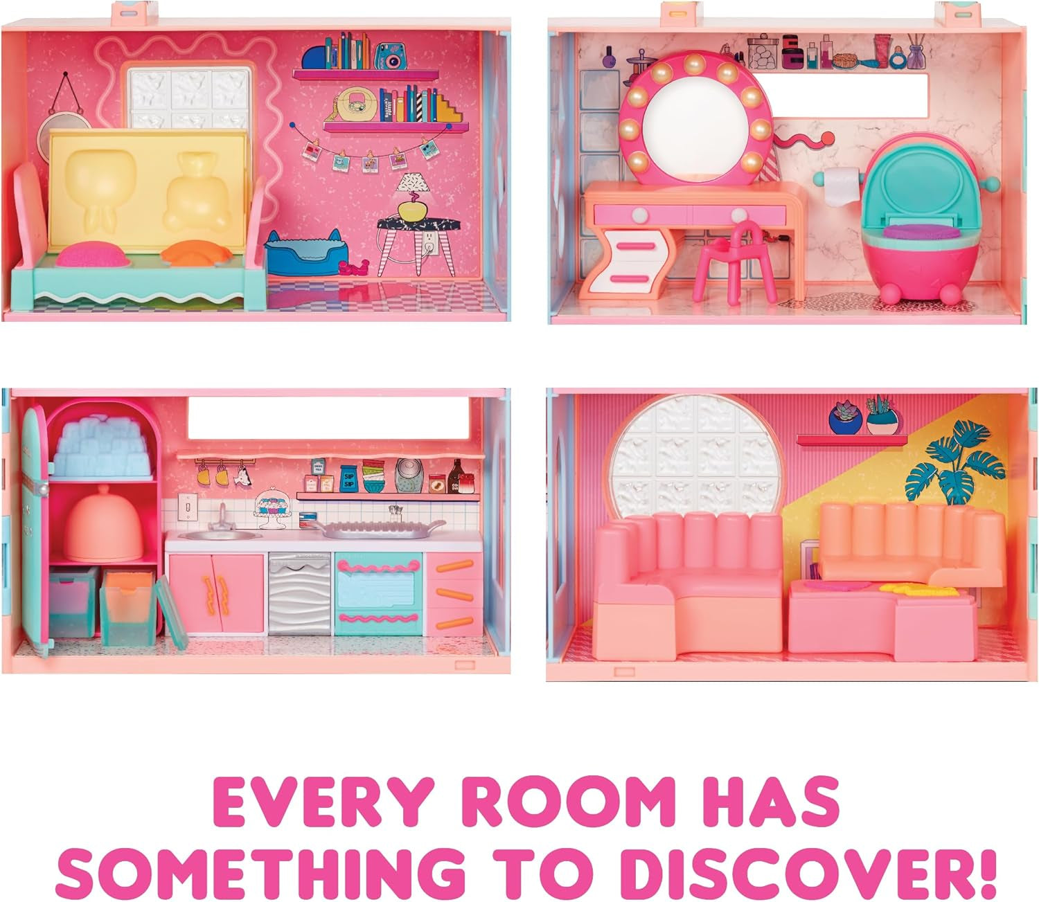 Mdr Surprise ! Maison Magique avec Poupée de Collection Squish Sand et Diva - Coffret de Jeu avec Poupée de Collection, Sable Squish, Surprises et Accessoires - Idéal pour les Filles de 4 Ans et Plus