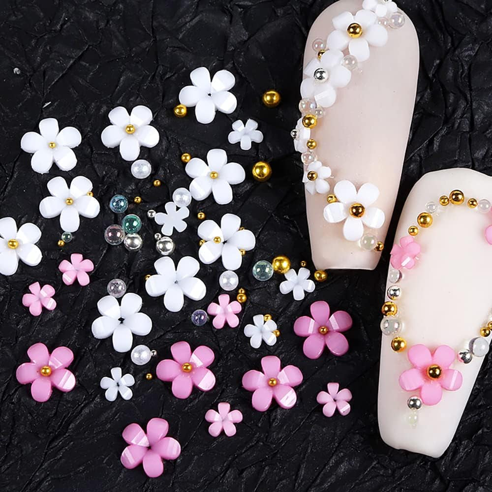 Ongles à fleurs 3D, 6 grilles, breloques à ongles en fleurs, strass en acrylique, accessoires pour ongles, décorations d'ongles de printemps à faire soi-même