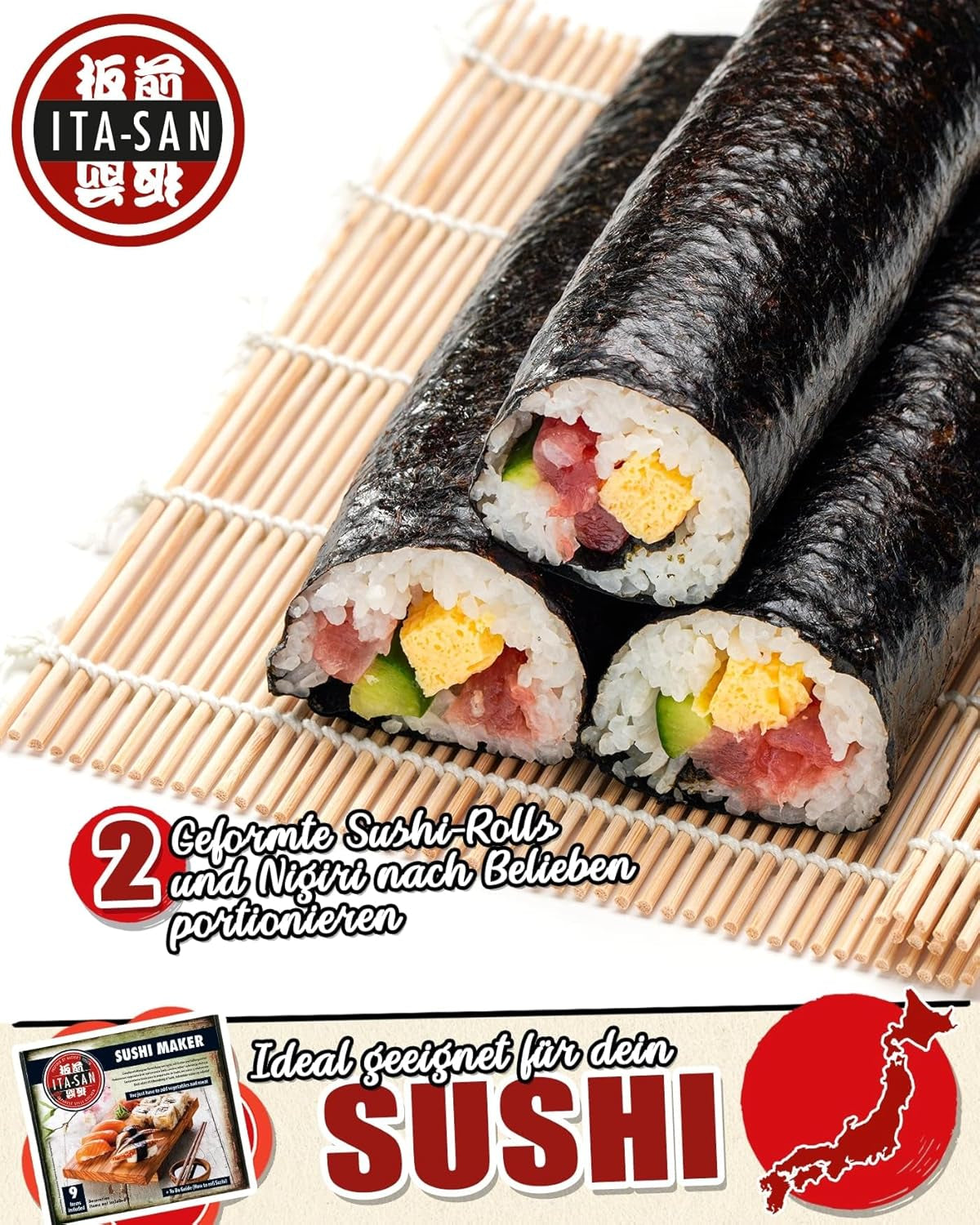 ITA-SAN Sushi Set (set complet de 9 pièces, idéal pour débuter, pour essai ou cadeau) 1 paquet