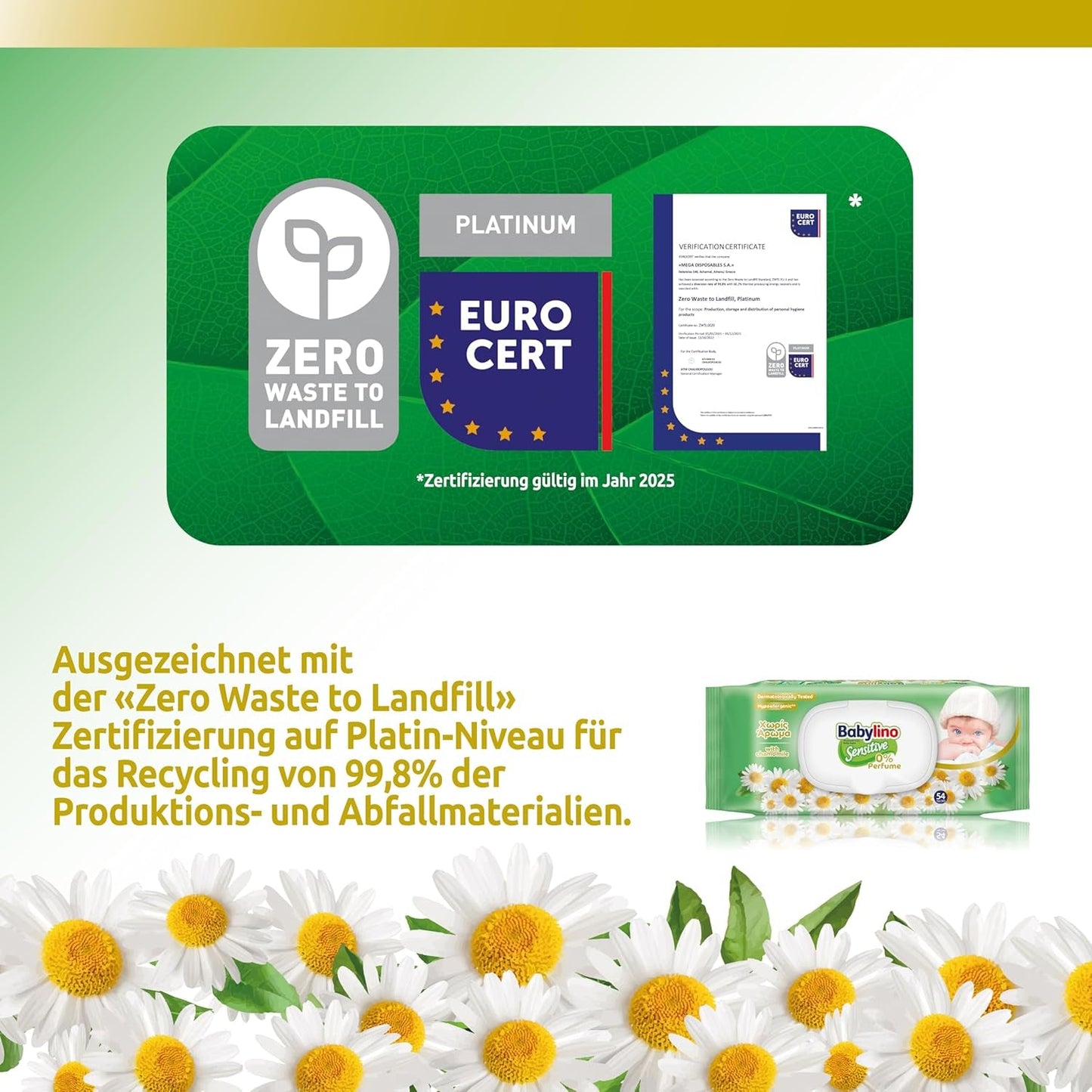 Lingettes pour bébés sensibles, 0 % de parfum, formule 98 % naturelle qui rétablit l'équilibre du pH de la peau, sceau de fraîcheur, 54 lingettes