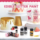 Paillettes liquides comestibles – 6 couleurs de colorant alimentaire à paillettes métalliques pour la décoration de gâteaux, la pâtisserie, les muffins – Poudre métallique à paillettes liquides comestibles pour biscuits, fondants, gâteaux