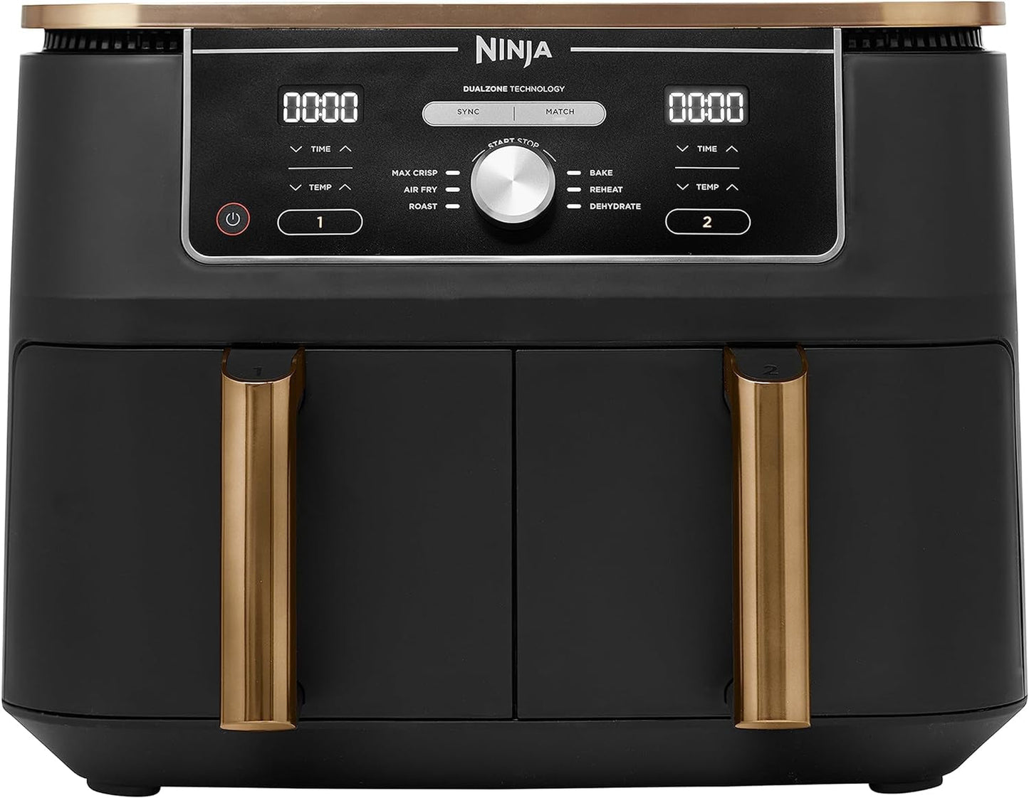 Friteuse à air double zone Ninja Foodi AF400EUCP MAX, friteuse à air 9,5 L, 2 compartiments, avec pinces, revêtement antiadhésif Électroménagers Naty Shop Default Title