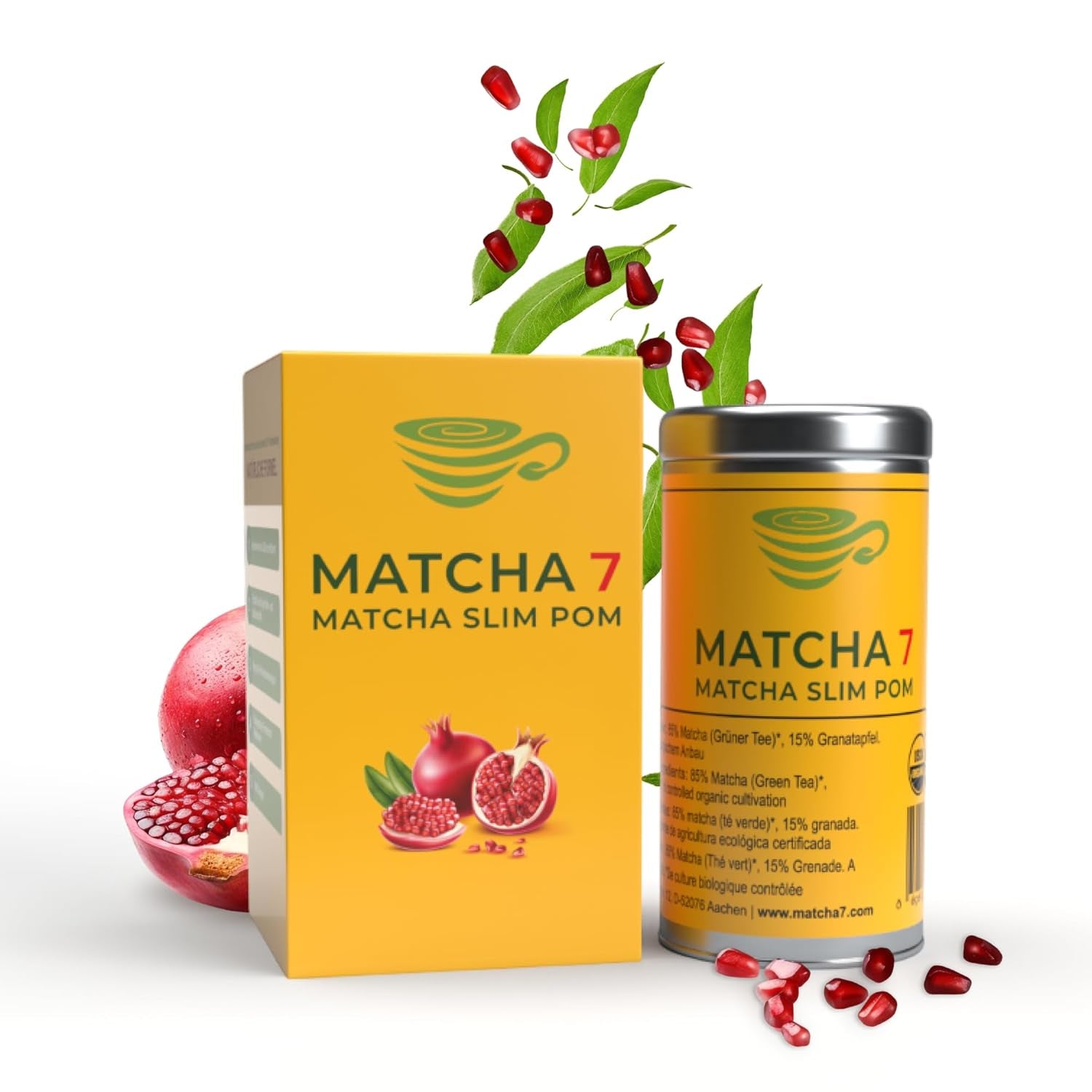 ® Poudre de Matcha de Cérémonie X Grenade 100G [Soutient la perte de poids et le métabolisme] - Thé vert pour un mode de vie actif et sain - Thé vert sans additifs (pur et naturel)