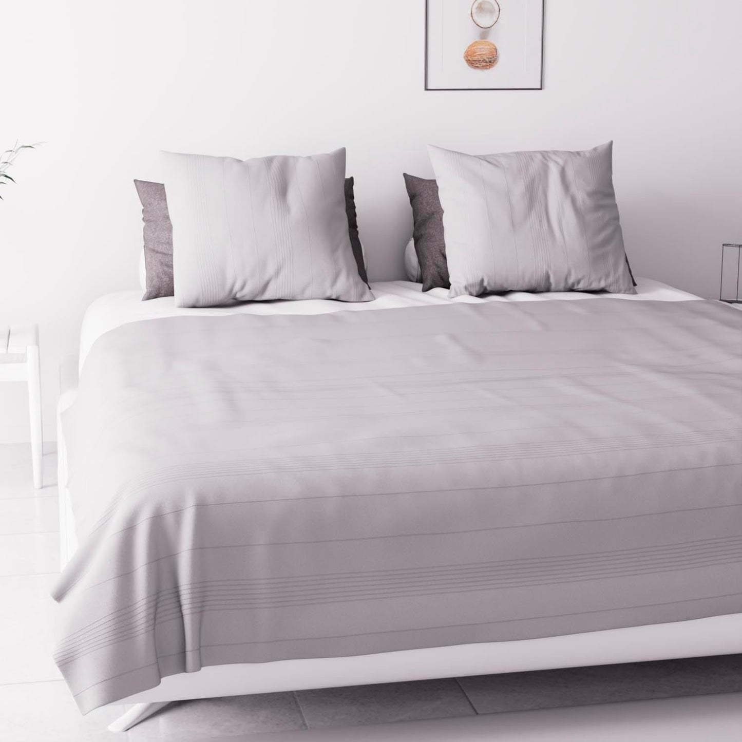 Soleil D'Ocre Adele, Housse Zigzag, Jeté du canapé, Polycoton, Gris, 220 X 240 Cm Couettes et couettes Naty Shop