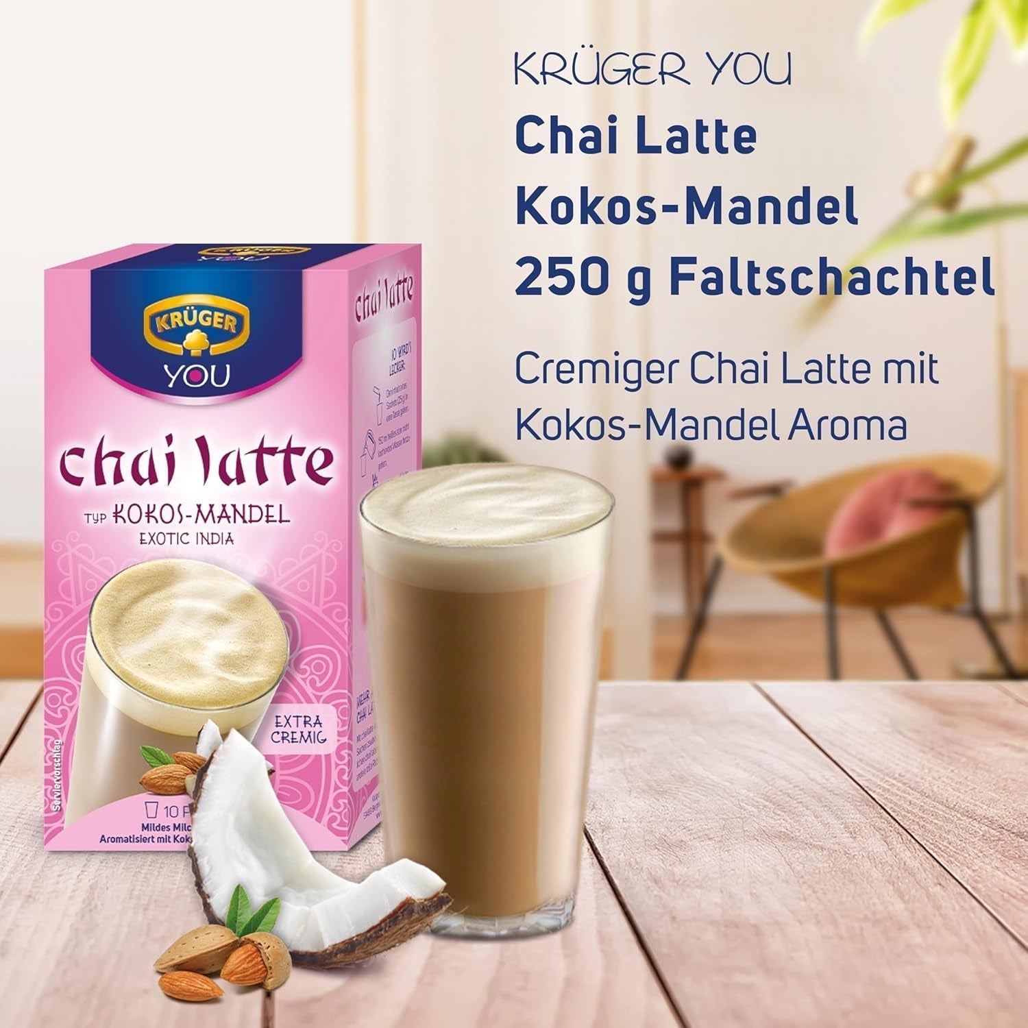 KRÜGER Chai Latte Exotic India type noix de coco-amande (1 x 0,25 kg)