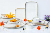 MÄSER Série Pintar Service de table de haute qualité pour 4 personnes, 16 pièces, vernis ouvert, taches brunes visuelles et bords fins, porcelaine d'aspect vintage fait à la main