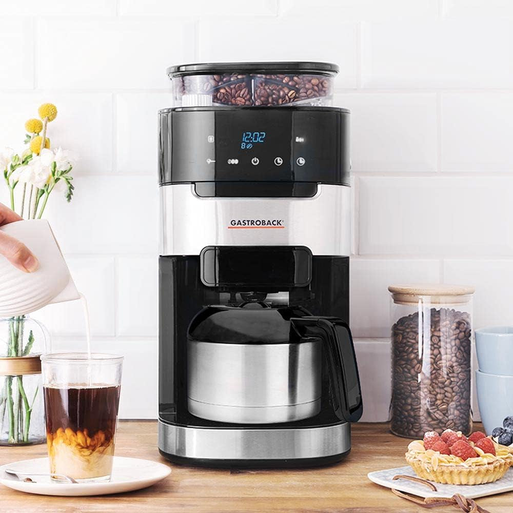 Machine à expresso thermique GASTROBACK Grind & Brew Pro, argent, noir