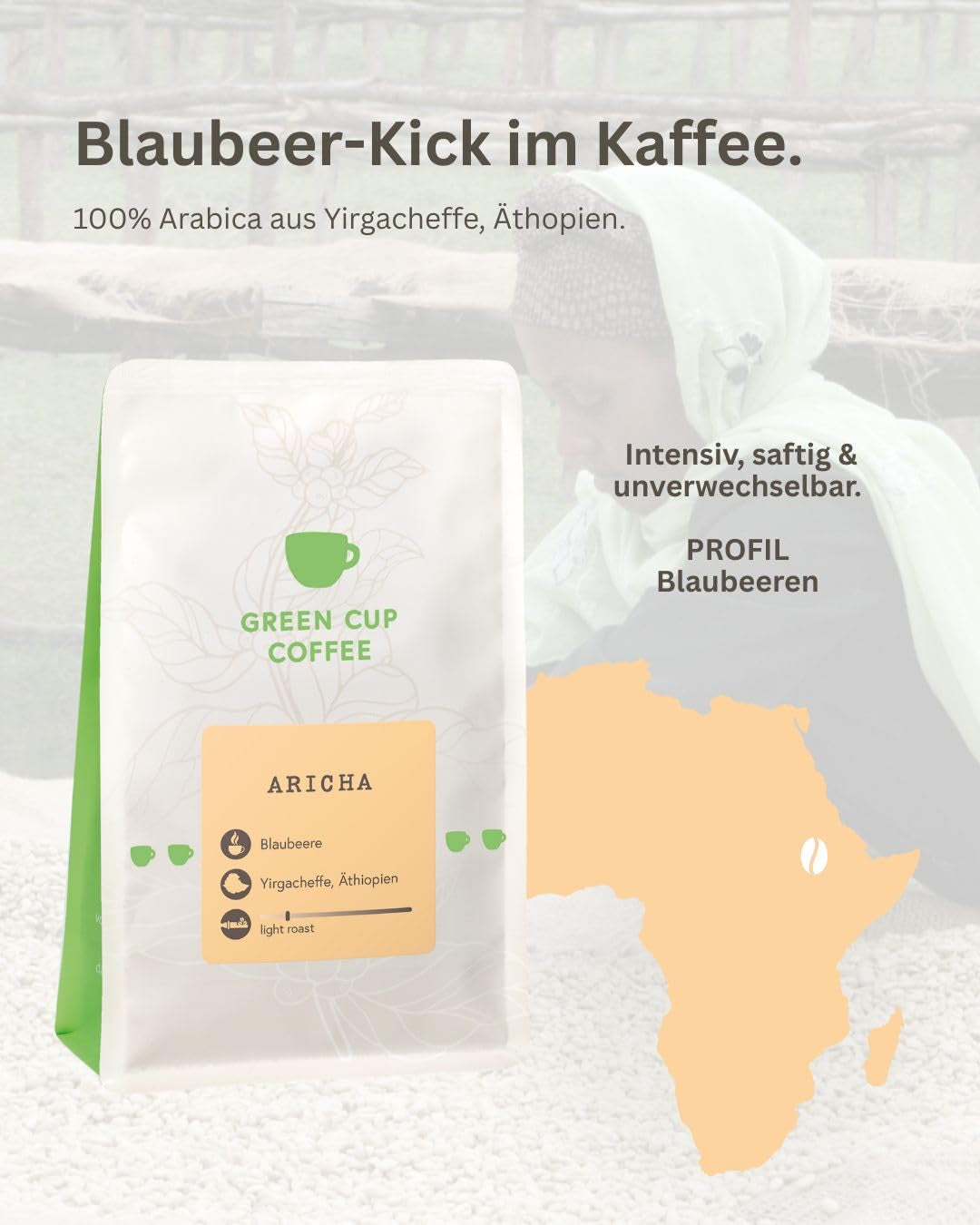 Café - Aricha I 100% Arabica I Café en grains 250g I Idéal pour machines à café automatiques, café filtre et presse française aux arômes fruités I torréfaction légère