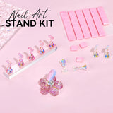Makartt Porte-ongles en acrylique, Porte-ongles magnétique, Porte-ongles, Porte-ongles rose transparent avec 48 mastics adhésifs