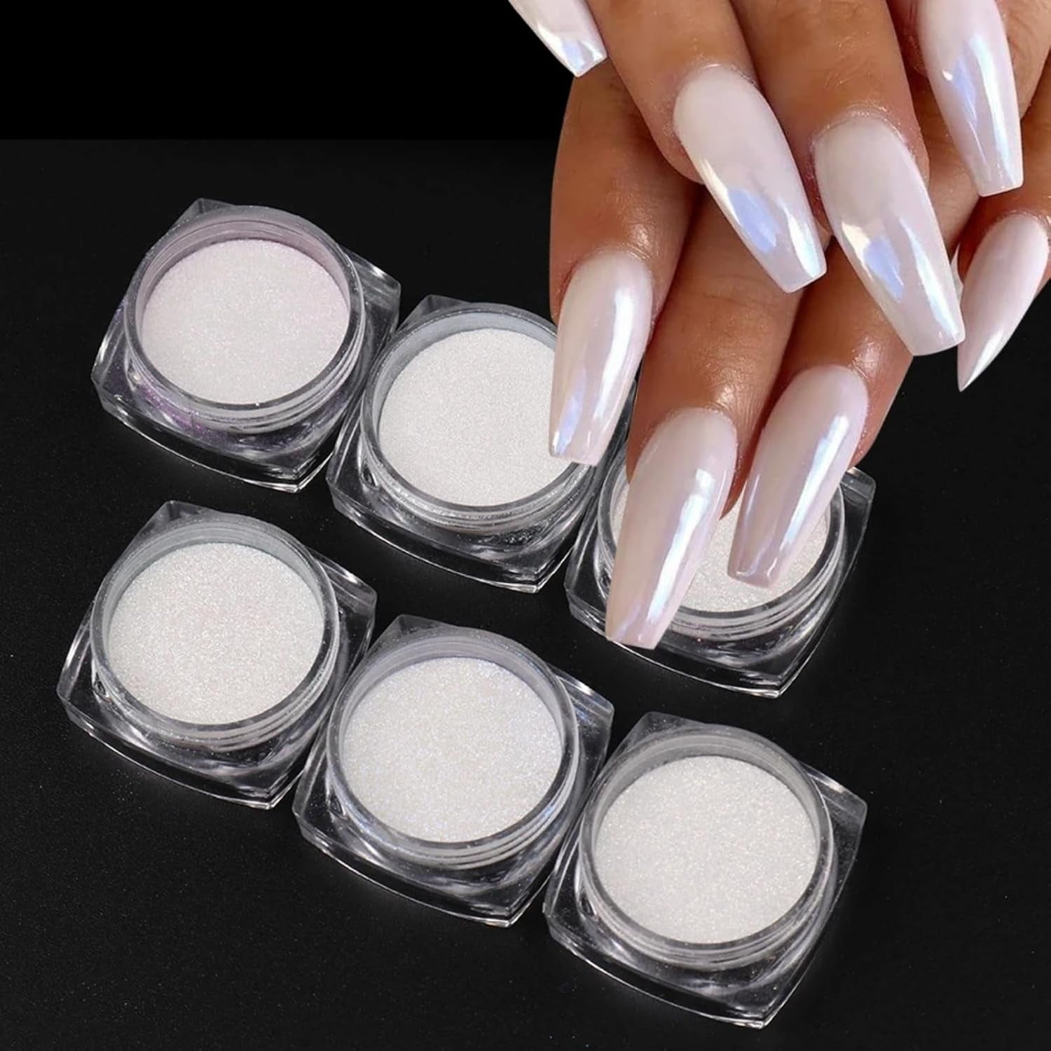 Poudre à ongles chromée Aurora Ice Shimmer poudre de pigment chromé 4 pièces poudre chromée ongles Nail Art Nageldesign