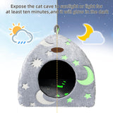 Katzenhöhle Plüsch Katzenhaus mit Waschbarem Kissen Faltbare Katzenzelt Höhle mit Handle Weiches and Warmes Katzenbett für Drinnen 33x33x35cm