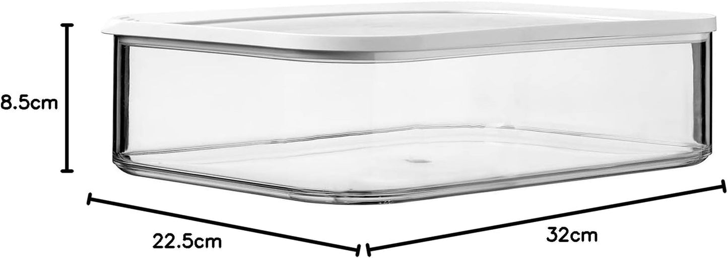 Mepal - Boîte de conservation pour réfrigérateur Modula XXL - Récipient alimentaire avec couvercle - Organisateur de cuisine et boîte de rangement en plastique - Organisateur de réfrigérateur empilable et refermable - 4800 ml - Boîtes de conservation alimentaires blanches Naty Shop