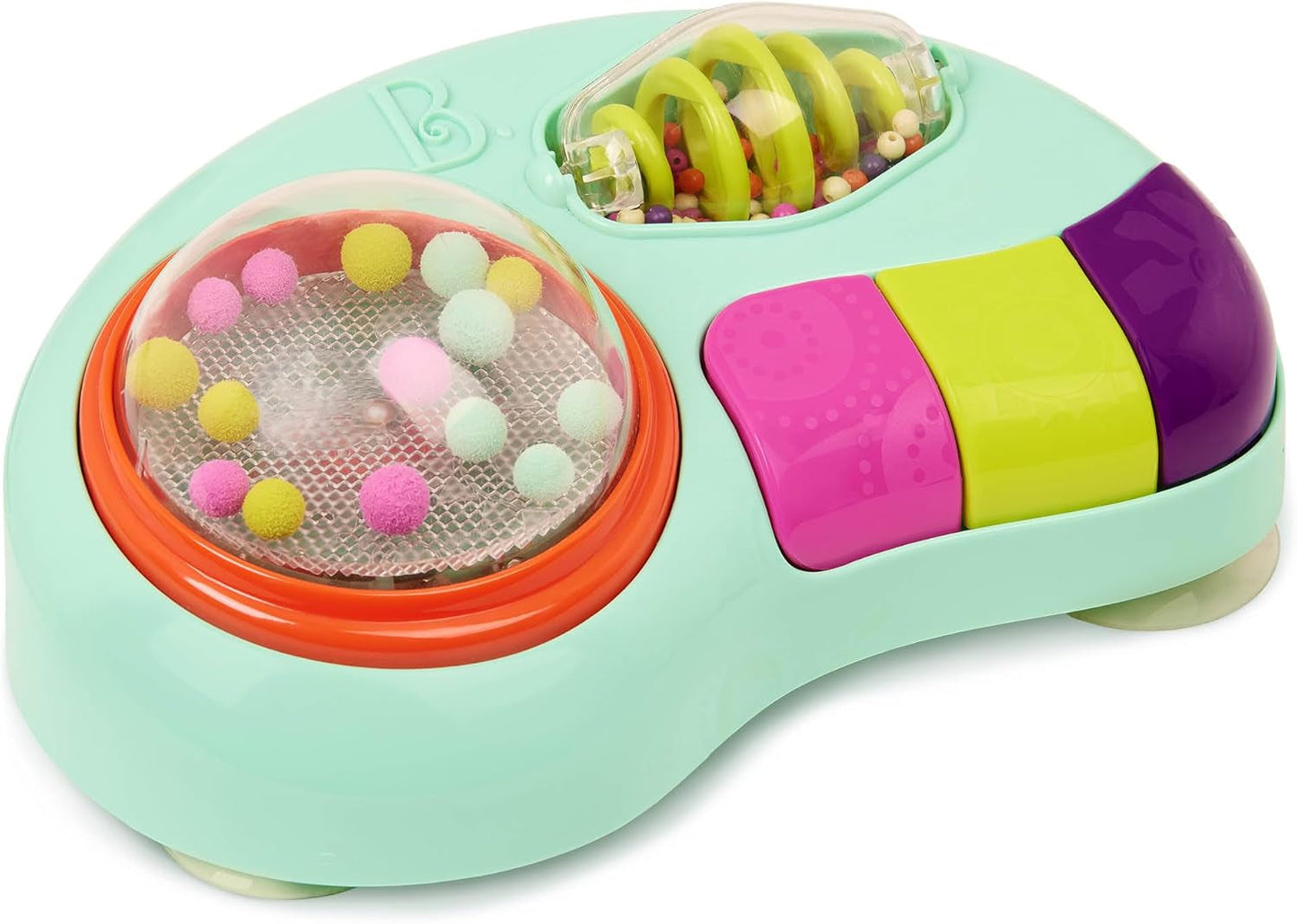 B.toys - Jouet enfant pour chaise haute - Jouet ventouse avec musique, lumières, sons - Jouet sensoriel - Jouet d'activité motrice pour enfant - à partir de 6 mois - Whirly Pop Baby Toys Naty Shop
