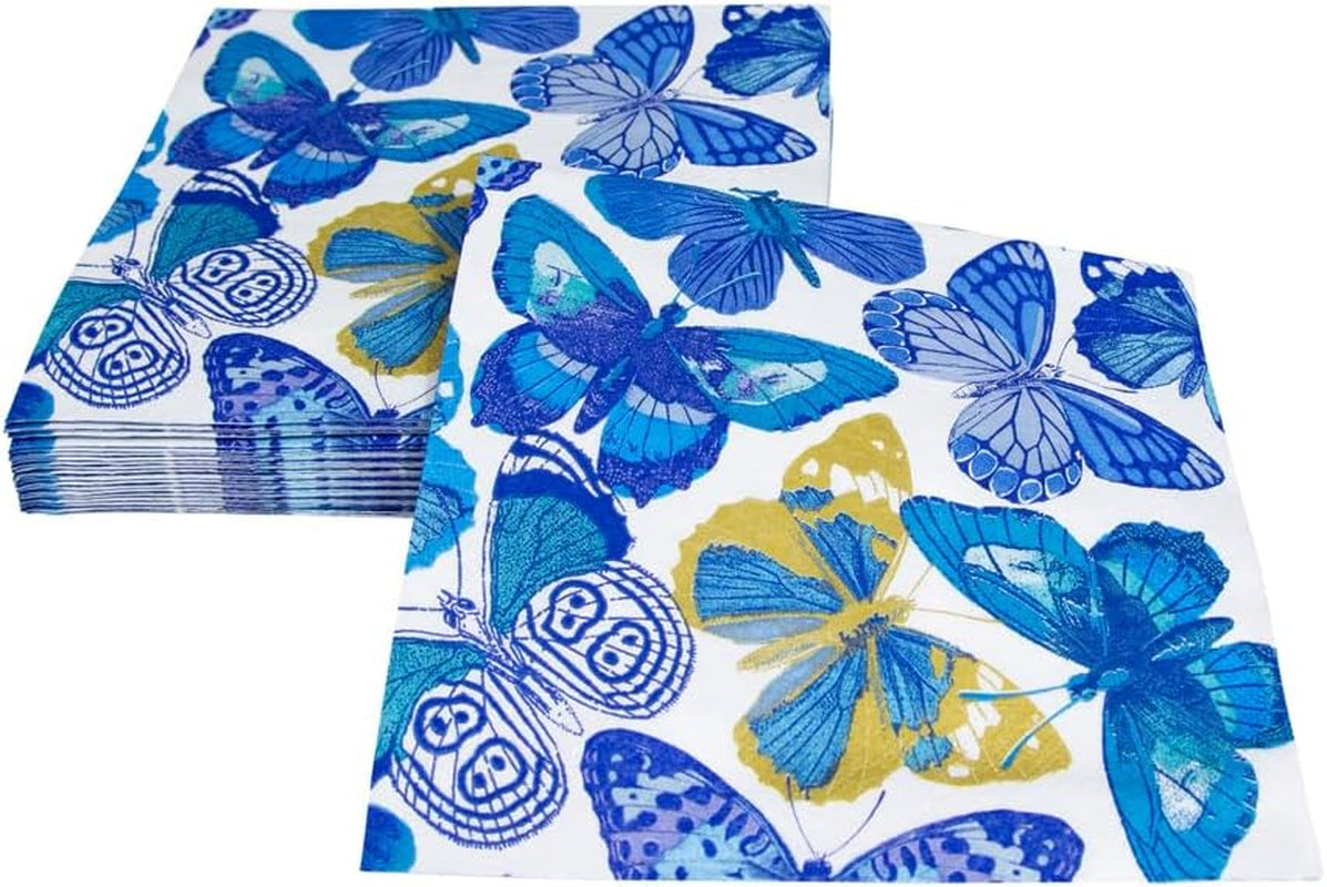 Serviettes papillon, bleues, 20 pièces par paquet