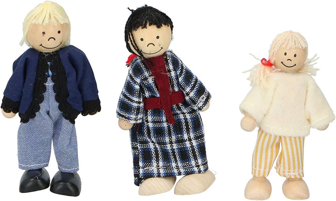 Marionette Wooden Toys - Maison de poupée en bois avec meubles et poupées - 11 pièces Dollhouses Naty Shop