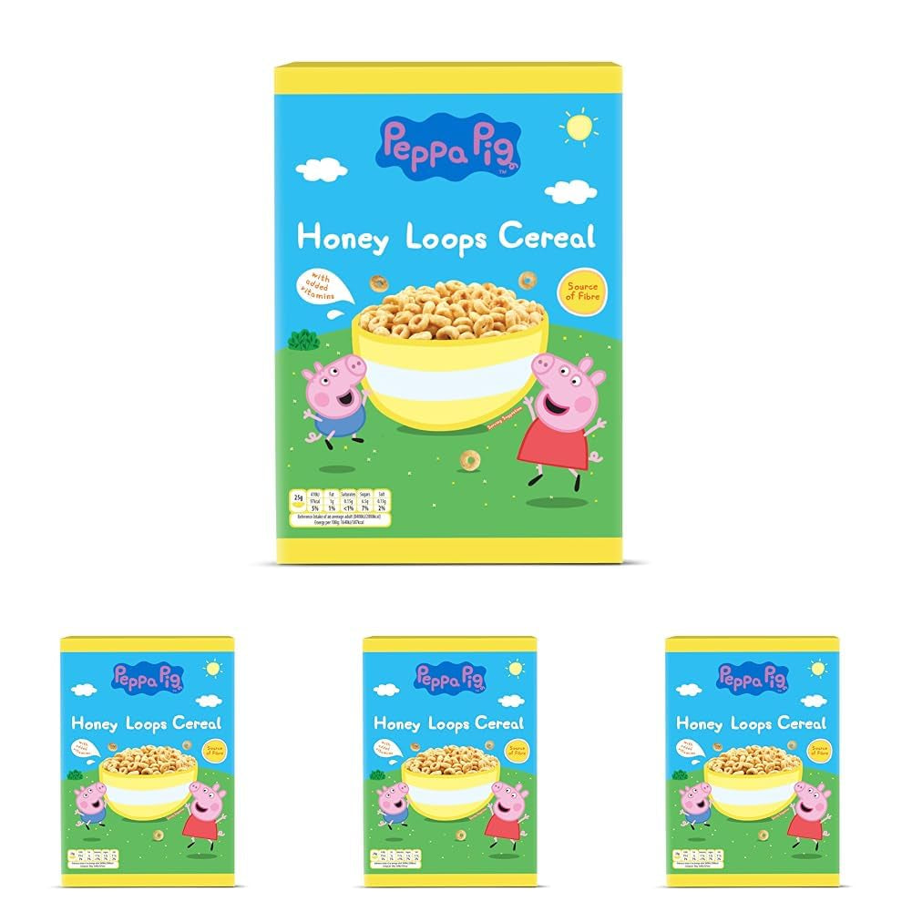 Hot Wheels Honey Loops Céréales croustillantes pour petit-déjeuner à grains entiers avec vitamines ajoutées, 1 paquet (1 x 375 g)