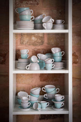Creatable 34042 Vintage Nature Aqua Series Service de table 8 pièces pour 4 tasses à café en porcelaine, passe au lave-vaisselle et au micro-ondes, fabriqué en Europe