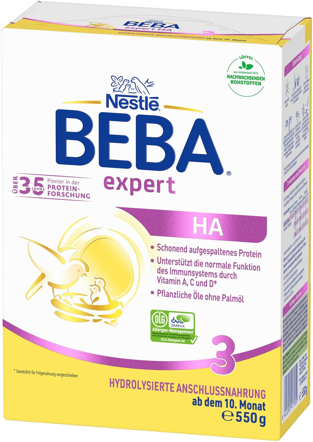 BEBA expert HA 3 Formule de continuation hydrolysée, dès 10 mois, 1 paquet (1 x 550 g)