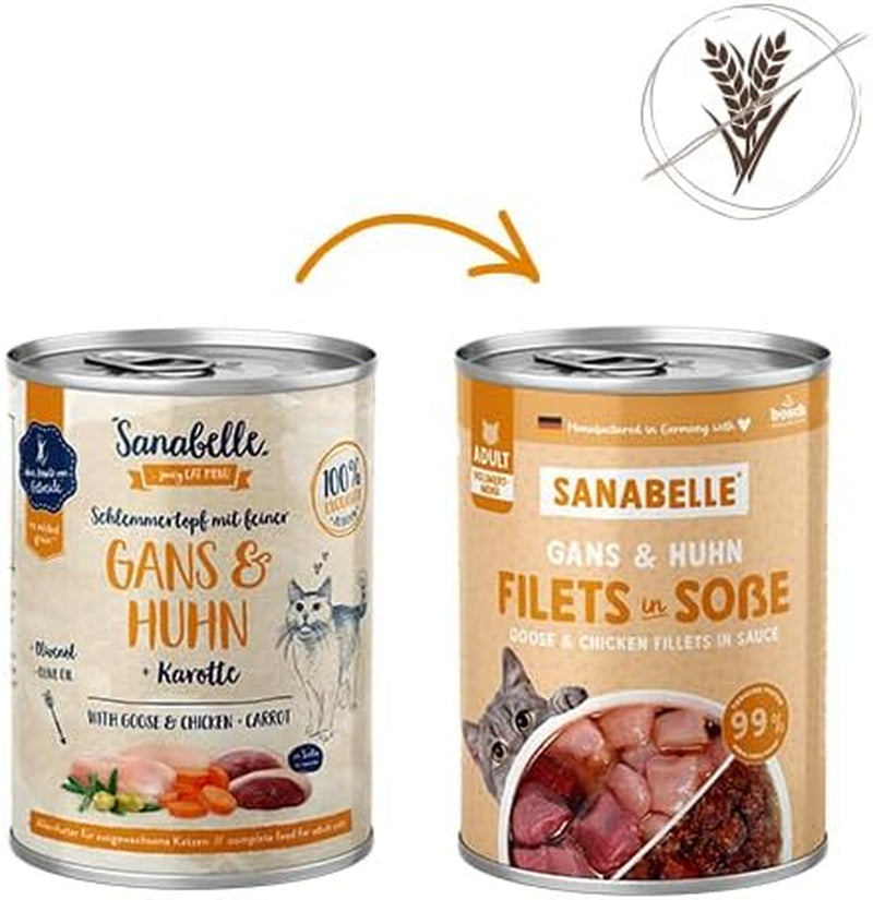 Sanabelle Gourmet Nourriture humide en pot avec oie et poulet | 6x380g | 2,28 kg