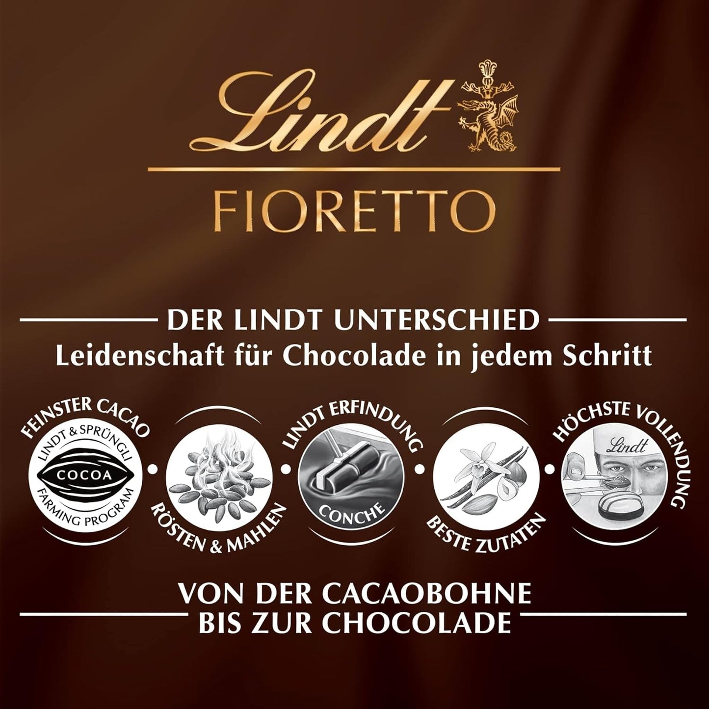 Chocolat Lindt | FIORETTO Coffret cadeau Zabaione | 138g | 6 pralines au chocolat au lait fourrées à la truffe Zabaione et topping croustillant, contenant de l'alcool | Cadeau chocolat