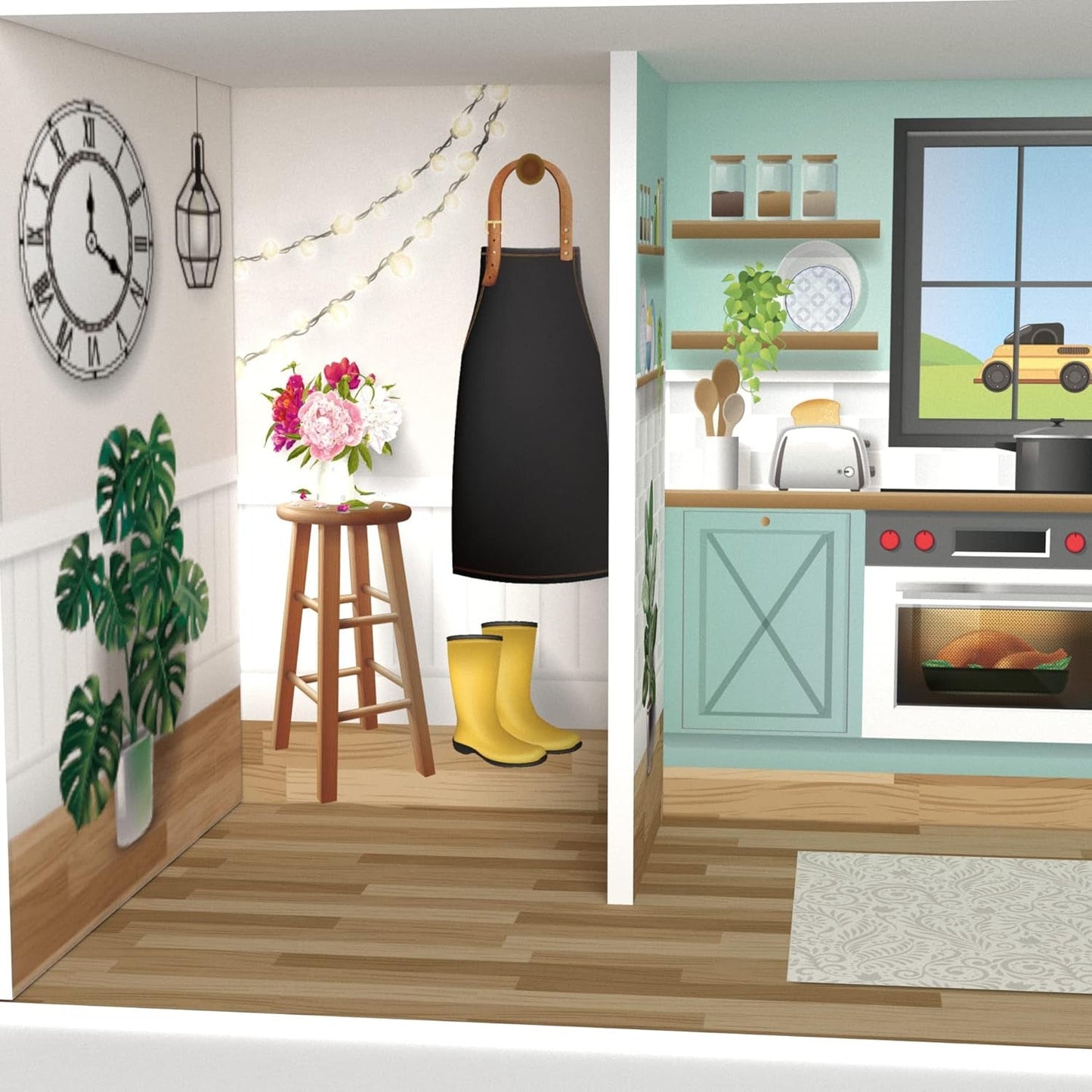 Olivia'S Little World Dreamland Farmhouse Maison de poupée interactive en bois pour enfants 3 étages avec 13 accessoires de meubles de poupée Blanc TD-13632A Maisons de poupées Naty Shop