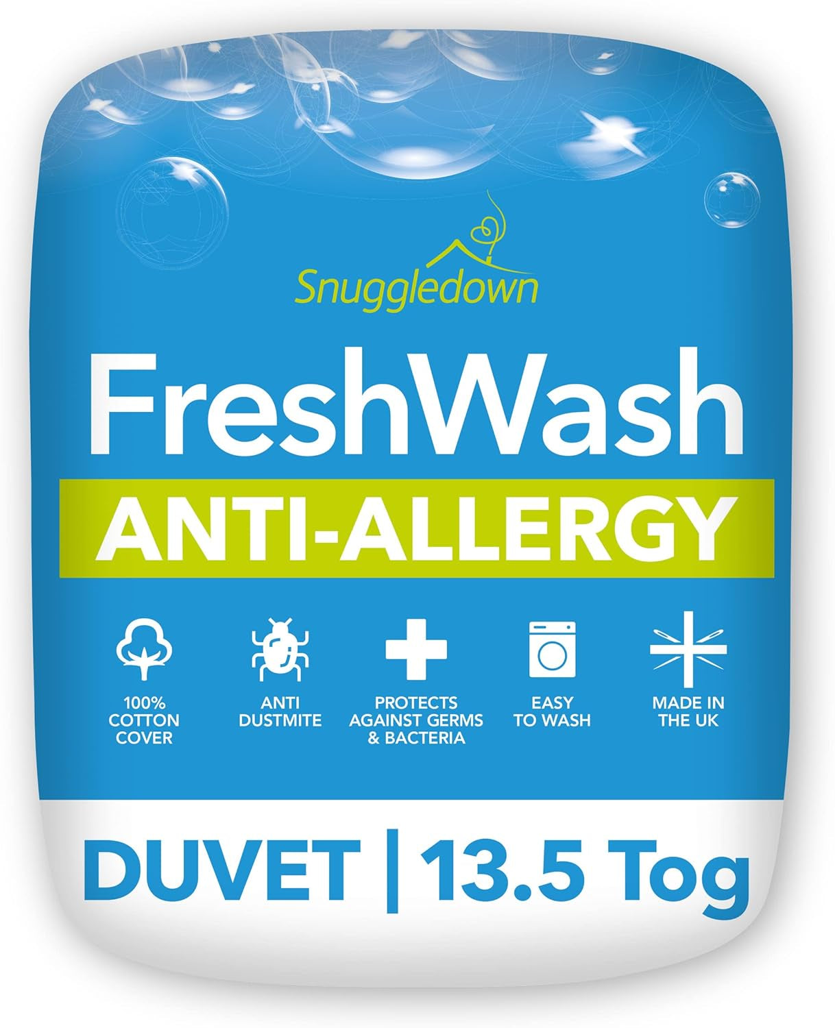 Couette allergie Snuggledown Freshwash, 13,5 Tog Winter Warm, coton, blanc, lit simple Couettes et couettes Naty Shop 10 X 225 X 220 cm 13,5 Tog