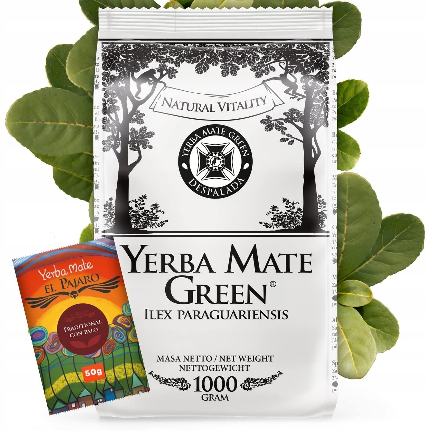 Yerba Brésil Despalada 1 kg ● Thé maté séché à l'air à partir de feuilles de maté ● Maté naturel du Paraguay 50 g ● Arôme naturel de thé maté ● Thé Yerba maté sans additifs ● Thé maté en vrac
