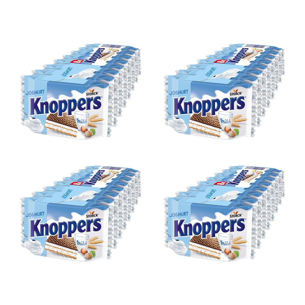 Yaourt – 4 x 200 g – Tranches de gaufrettes fourrées à la crème de yaourt et nougat, noisettes et cacao