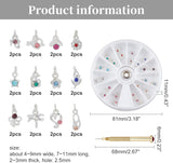 OLYCRAFT 24Pcs Nagelschmuck Ringe Dangle Nail Art Zubehör mit Nagelpiercing Tool Nagelbohrer Manueller Bohrer Aus Legierung For Tips, Acrylique, Gel et Décoration