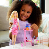 Poupée scientifique Barbie et accessoires avec poupée blonde tendance, table de laboratoire, microscope, caisse à changement de couleur et boîte de Pétri, poupées JCR70 Naty Shop