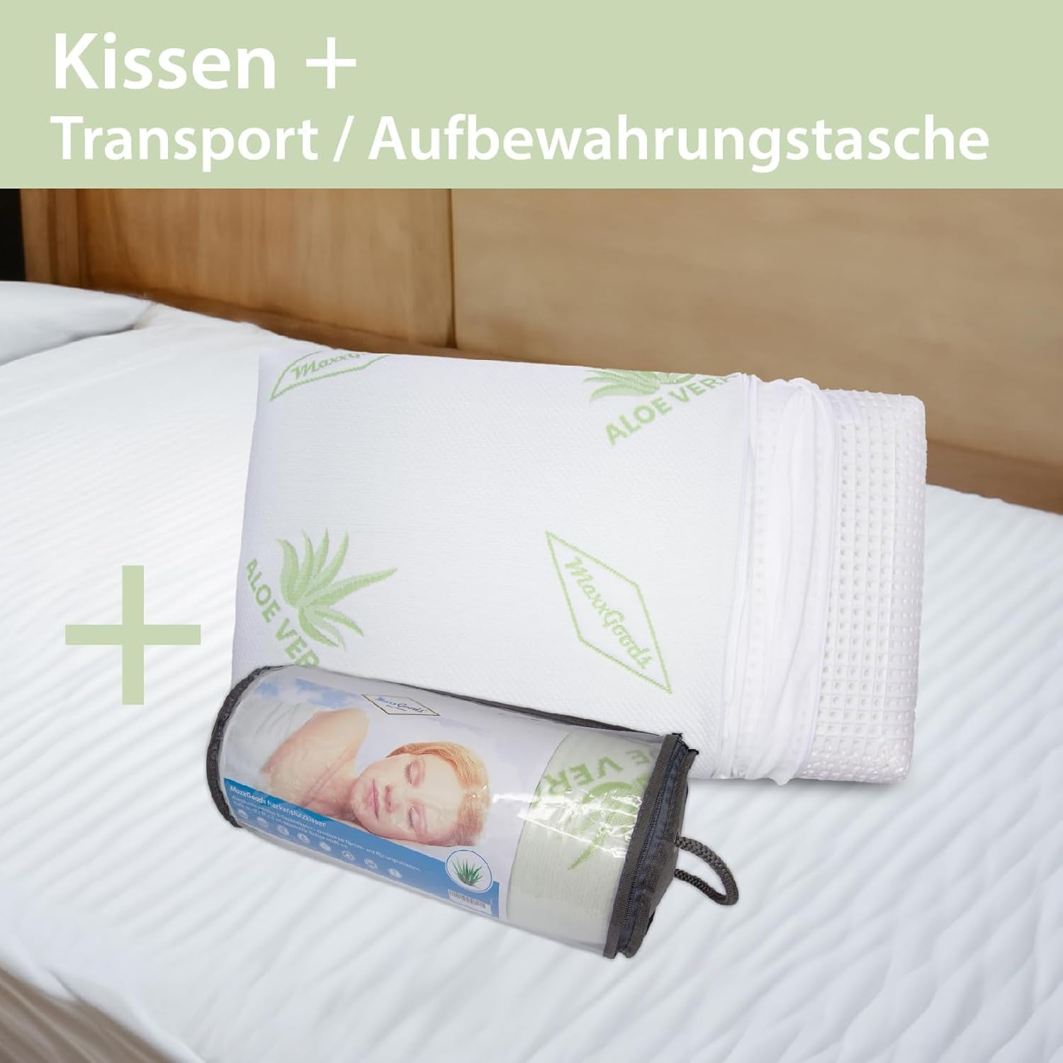 Maxxgoods Oreiller orthopédique Oreiller de soutien cervical en mousse de gel viscoélastique avec housse de protection à l'aloe vera et housse intérieure 100 % coton - Oreiller pour dormeurs sur le ventre, sur le dos et sur le côté (42 cm x 70 cm x 12 cm) Oreillers orthopédiques cervicaux Naty Shop