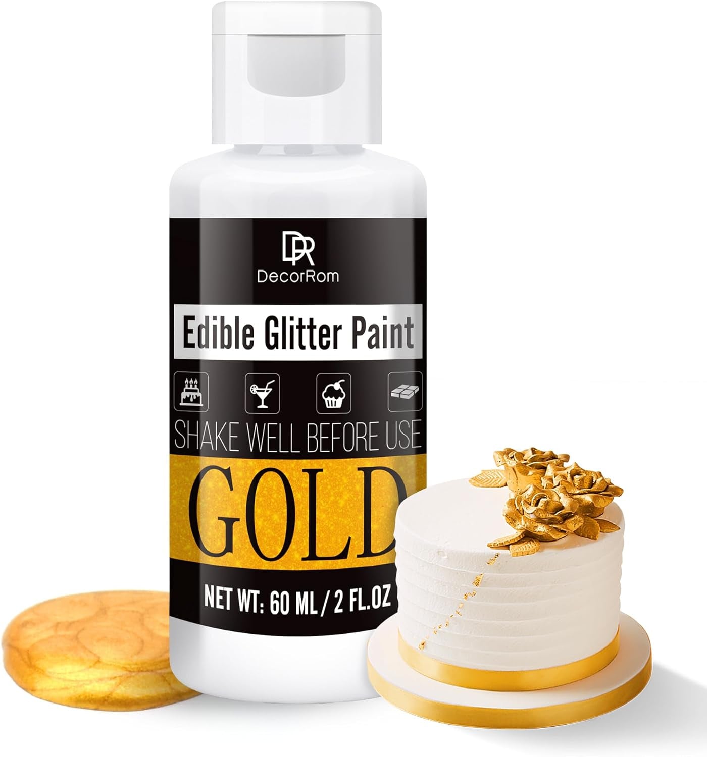 Paillettes liquides comestibles – 6 couleurs de colorant alimentaire à paillettes métalliques pour la décoration de gâteaux, la pâtisserie, les muffins – Poudre métallique à paillettes liquides comestibles pour biscuits, fondants, gâteaux