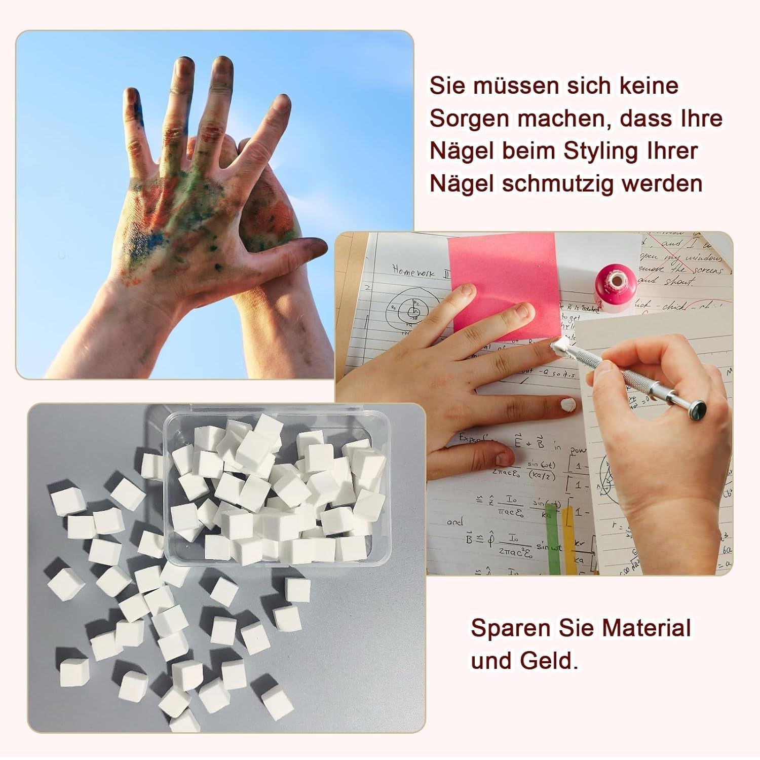 KASURE 300 pièces Nail Art Schwamm, Metall Mit Greifer Nagel Pinsel, Nageldesign Zubehör Für Nail Art, Schwammpinsel Für Farbverlaufs-Nageldesign