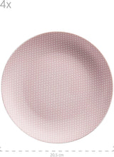 MÄSER Kitchen Time II, Service de table pour 4 personnes, Service combiné de 16 pièces aux couleurs pastel avec motif subtil, Porcelaine, Rose