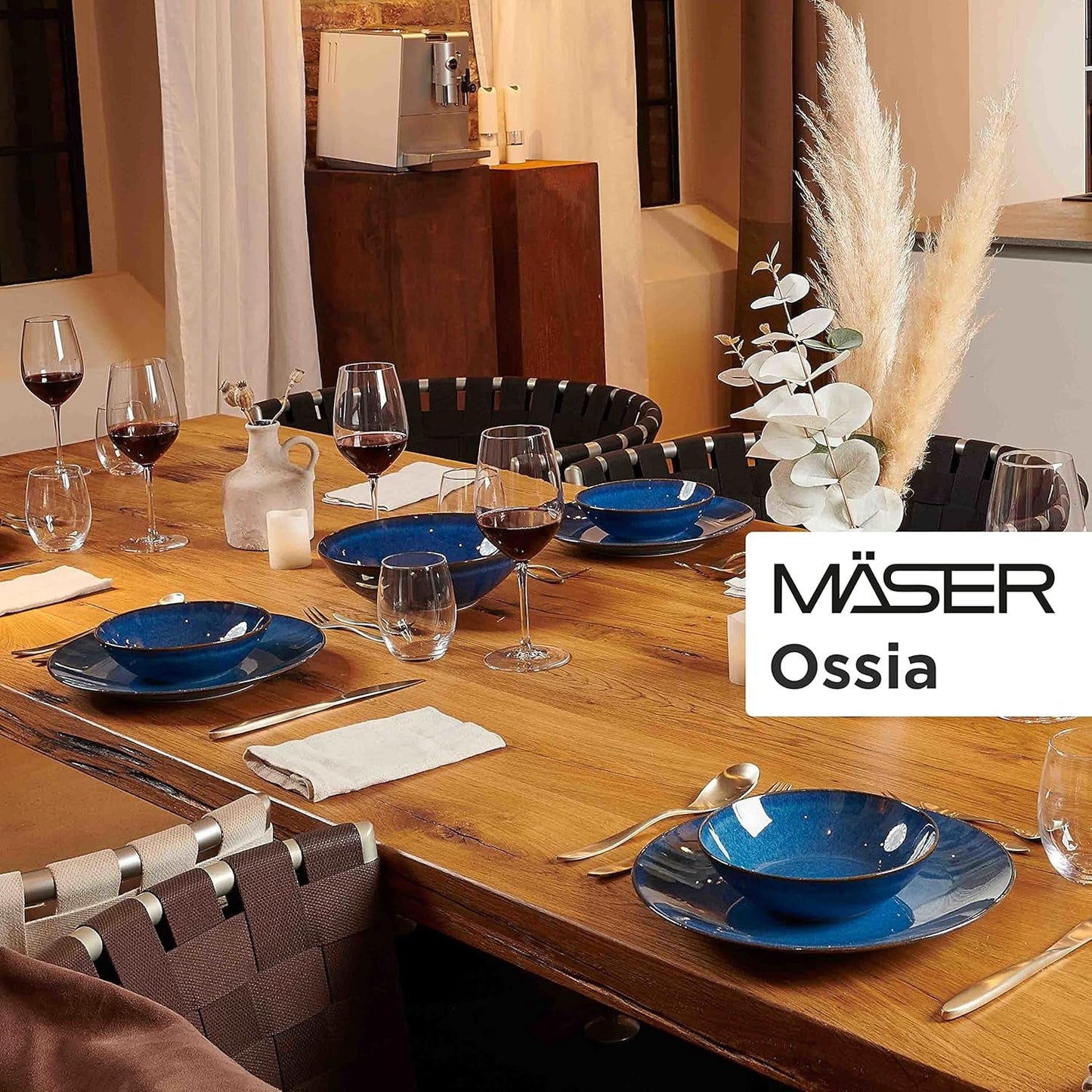 MÄSER service petit-déjeuner, céramique OSSIA, bleu royal, bleu