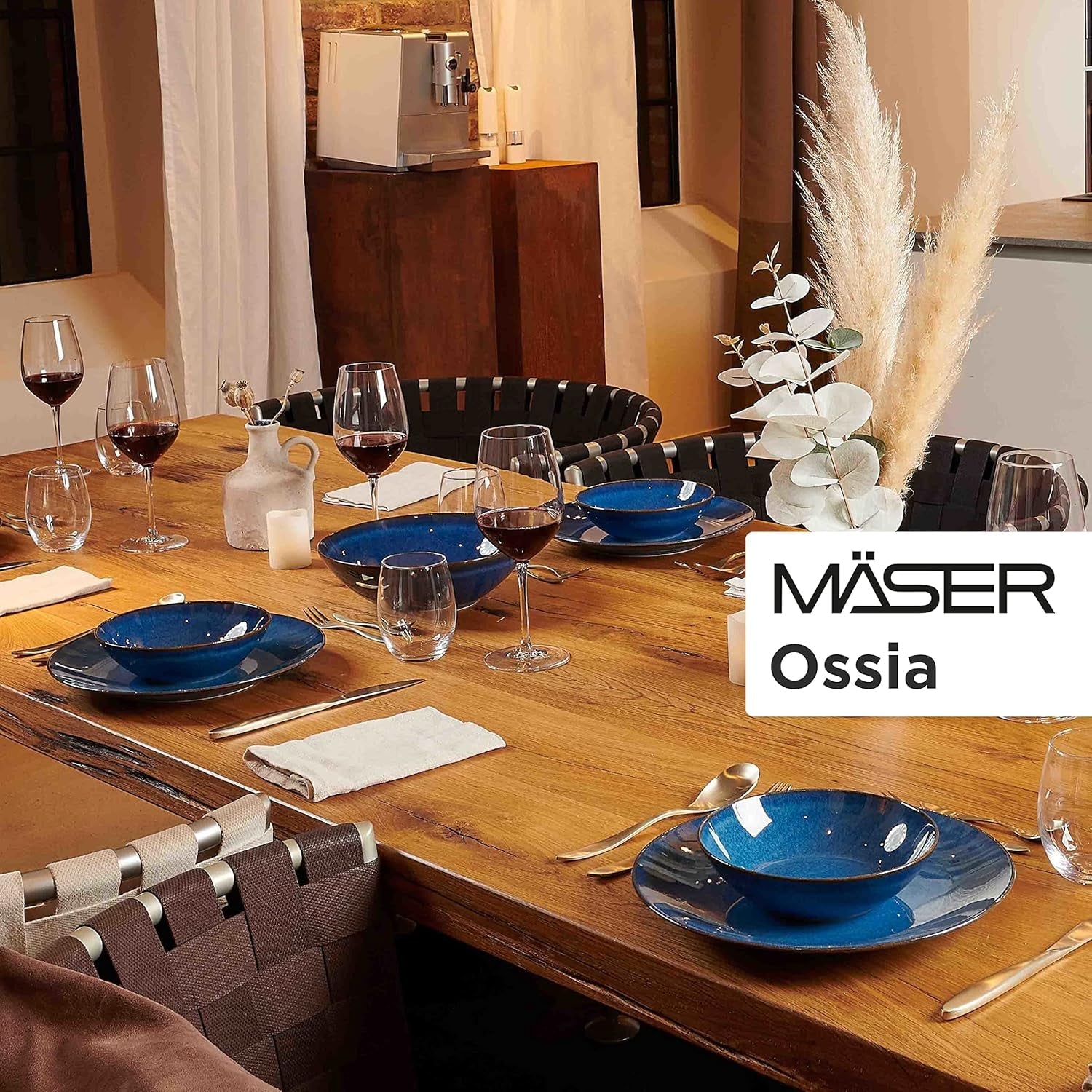 MÄSER service petit-déjeuner, céramique OSSIA, bleu royal, bleu
