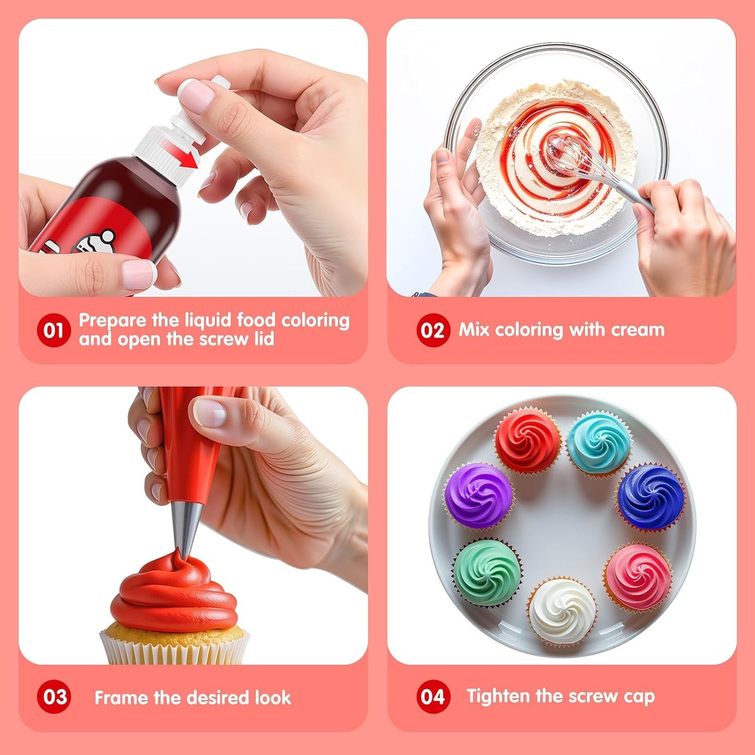 Colorant alimentaire rouge 120 ml, colorant alimentaire liquide très concentré et sans sucre pour pâtisserie, gâteaux, macarons, glaçages, fondants, biscuits, beignets
