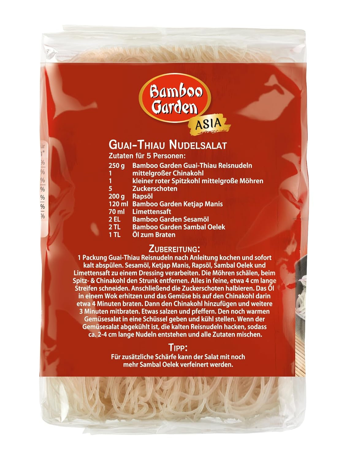 Nouilles de riz Guai Thiau Bamboo Garden 250 g (le design de l'emballage peut varier)