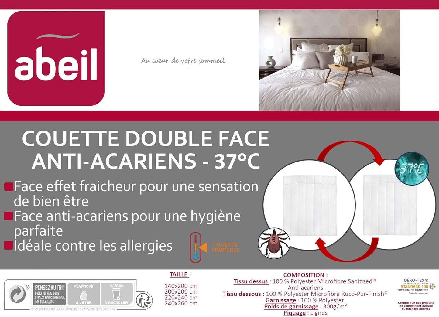 Couette avec protection contre les acariens et la fraîcheur, 140 X 200 Cm Couettes et couettes Naty Shop