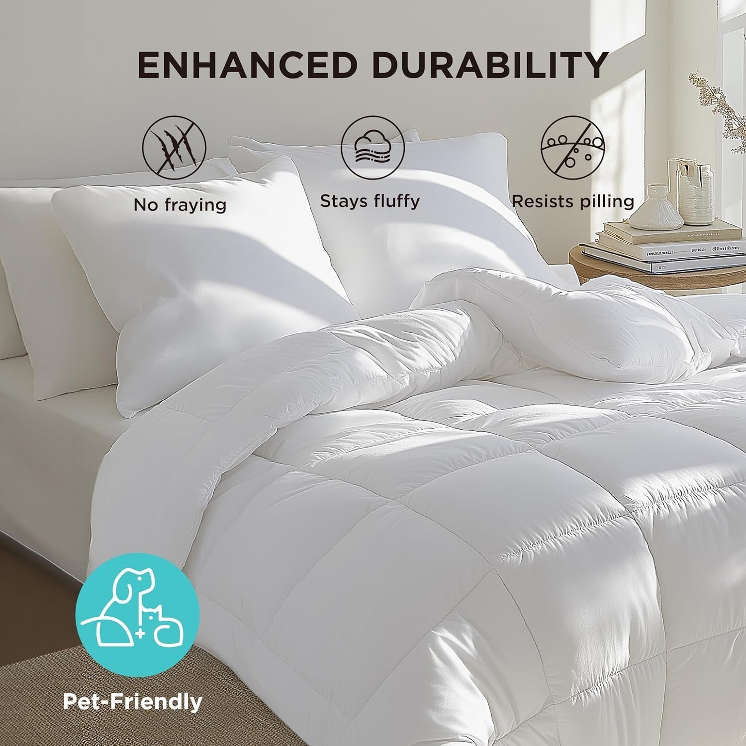 BEDSURE Couette matelassée Full/Queen (88"X88") Couettes et courtepointes blanches Naty Shop