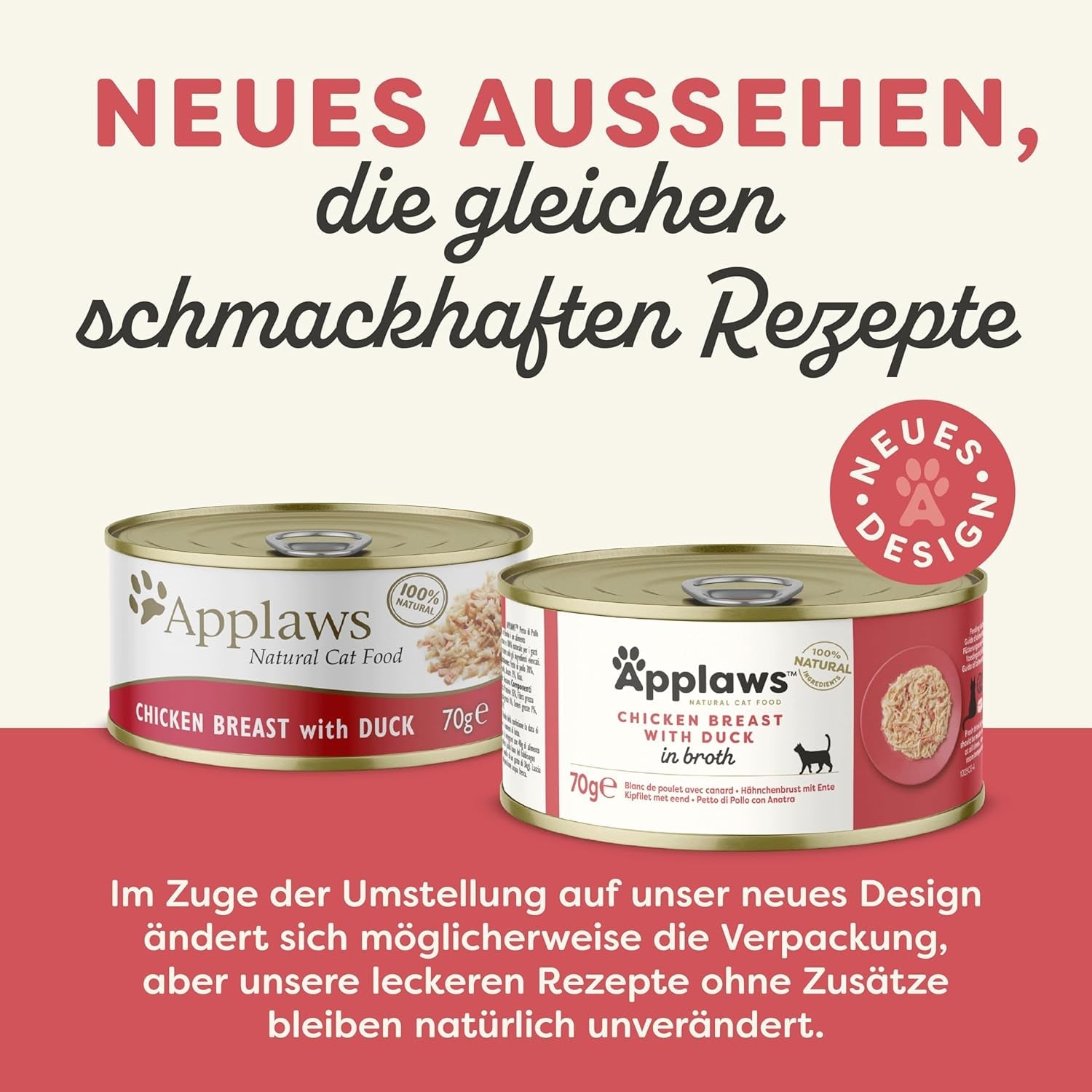 Applaws Nourriture humide naturelle de qualité supérieure pour chats, poulet et canard en soupe, en conserve 70 g (24 x 70 g)