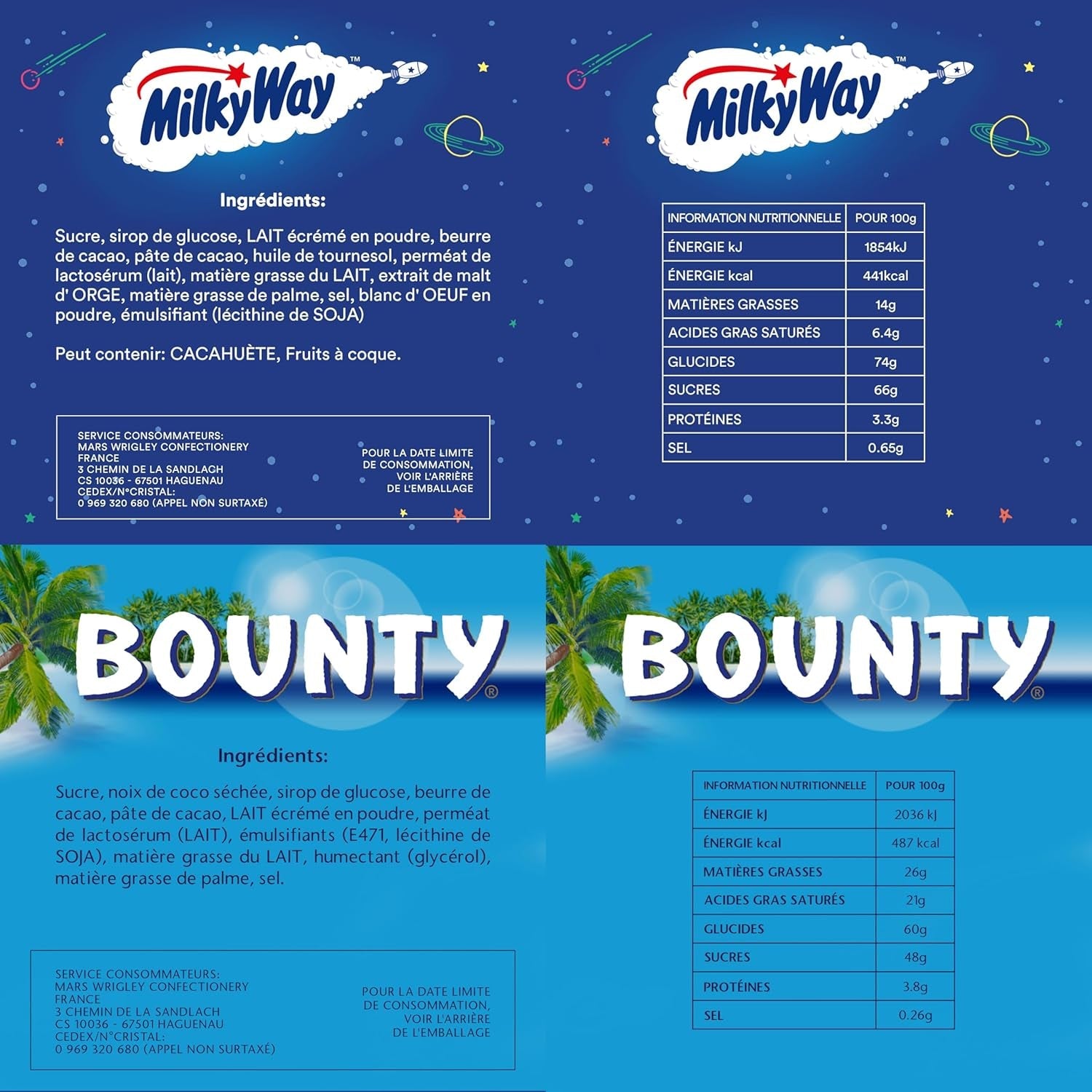 Minis mélangés, Snickers, Bounty, Twix, Milky Way, paquet de chocolat en vrac, un paquet (1 x 400 g) (paquet de 5)
