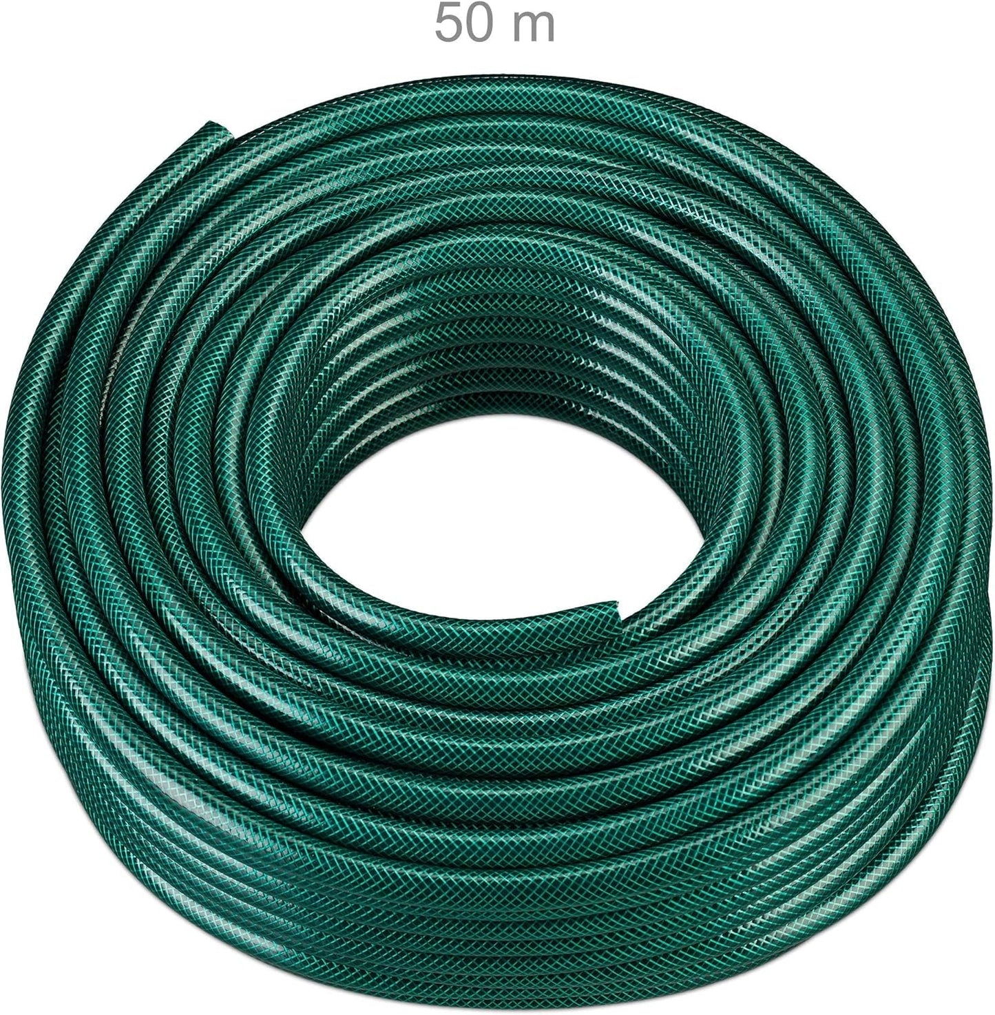 Tuyau d'arrosage Relaxdays 50 m Tuyau d'arrosage universel 1/2" en PP pour arrosage des parterres de fleurs et des pelouses Vert foncé Vert
