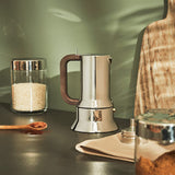Alessi 9090/6 Espresso avec 6 tasses pour induction, acier inoxydable, argent, 15,5 x 13,5 x 27 cm