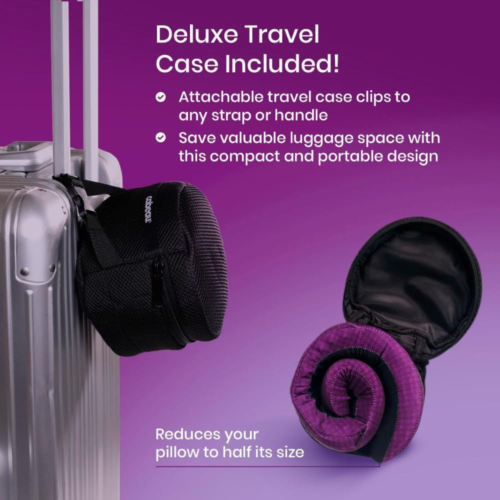 Cabeau Cool Oreiller de voyage longue distance – Evolution Cool – Mousse à mémoire de forme avec aérations – Compact avec étui de transport (Rouge)