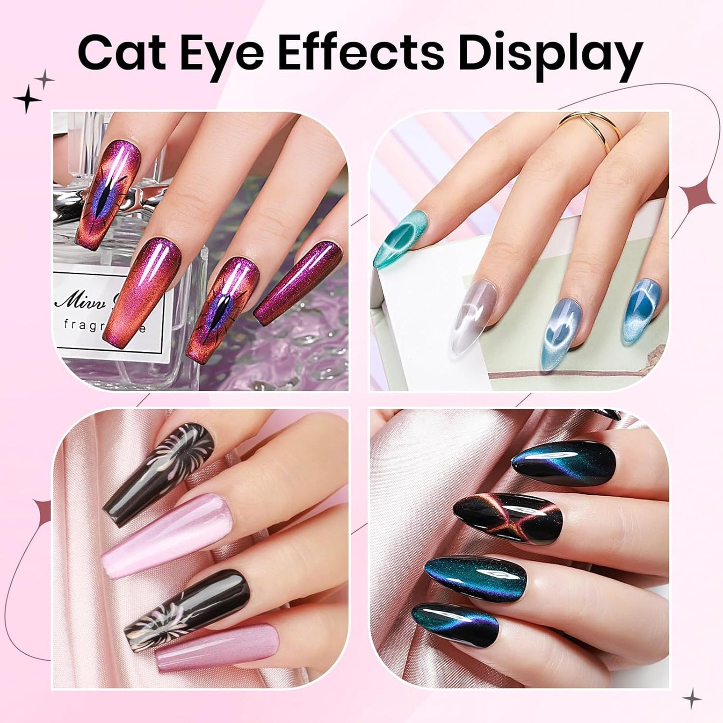 SUPWEE Outil magnétique pour ongles 5 en 1, aimant œil de chat rose pour ongles, stylo magnétique multifonction DIY, ensemble de stylos magnétiques 3D magiques, bâton magnétique pour Nail Art, outil de bricolage