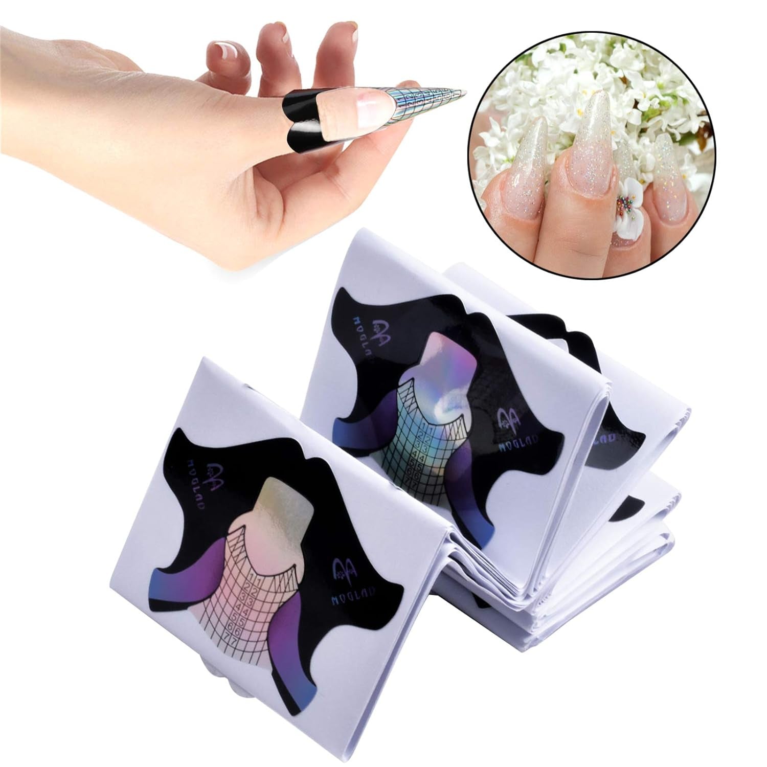100 modèles d'ongles en gel, accessoires d'ongles artificiels, modèles d'ongles auto-adhésifs pour nail art, ongles en gel, extensions d'ongles artificiels