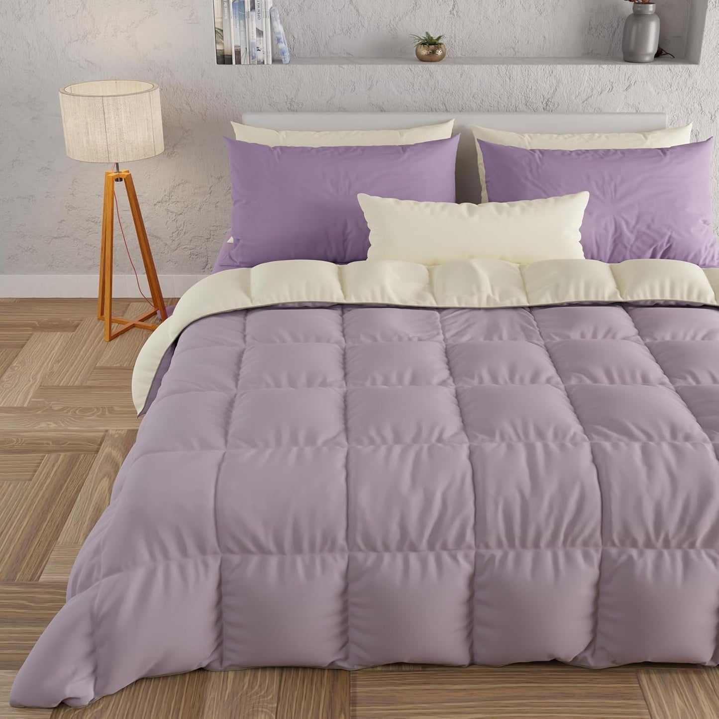 PETTI Artigiani Italiani - Couette d'hiver pour lit double, maxi, monochrome, double face, blanc, gris, 100% Made in Italy Couettes et couettes Naty Shop Rose Taille du lit 120-130X200 : [Couette 220 X 260 Cm]