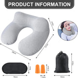 Aiqinu Oreiller Gonflable pour Le Cou, Oreiller Gonflable Compact pour Le Cou Rapide avec Housse d'oreiller Lavable pour Les Voyages en Voiture, Avion, Train, Bureau, Oreillers de Voyage en Famille Naty Shop