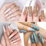 Faux Ongles Transparents Extra Longs 240 Pièces Demi-Couverture Faux Ongles Carrés Droits Faux Ongles Extensions d'Ongles Français pour Salons de Manucure et DIY Nail Art